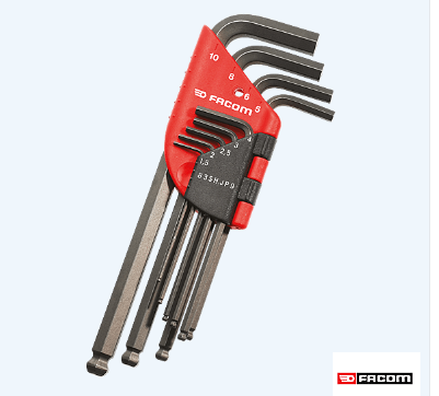 Jeu de 9 clés Allen longues tête sphérique
