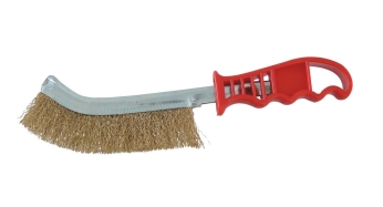 Brosse métallique convexe fil acier laitonné 250mm avec manche PVC