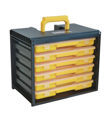 Caisson avec poignée avec 6 mallettes amovibles 355x235x303mm