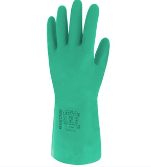 GANTS MENAGE NITRILE VERT FLOCKE